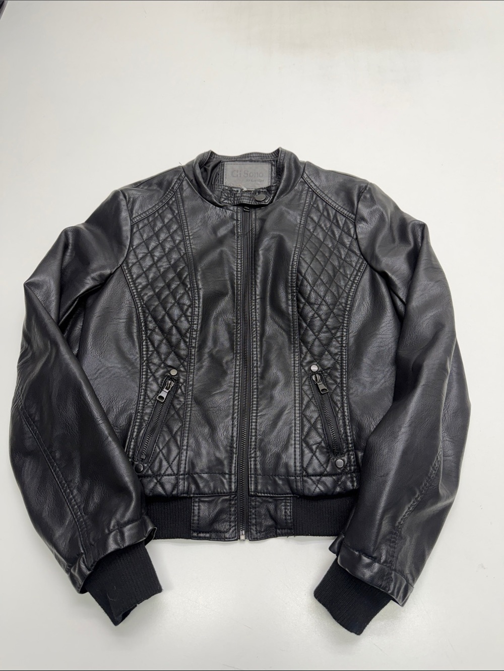 Ci SONO Women’s Large Black Leather Moto Jacket